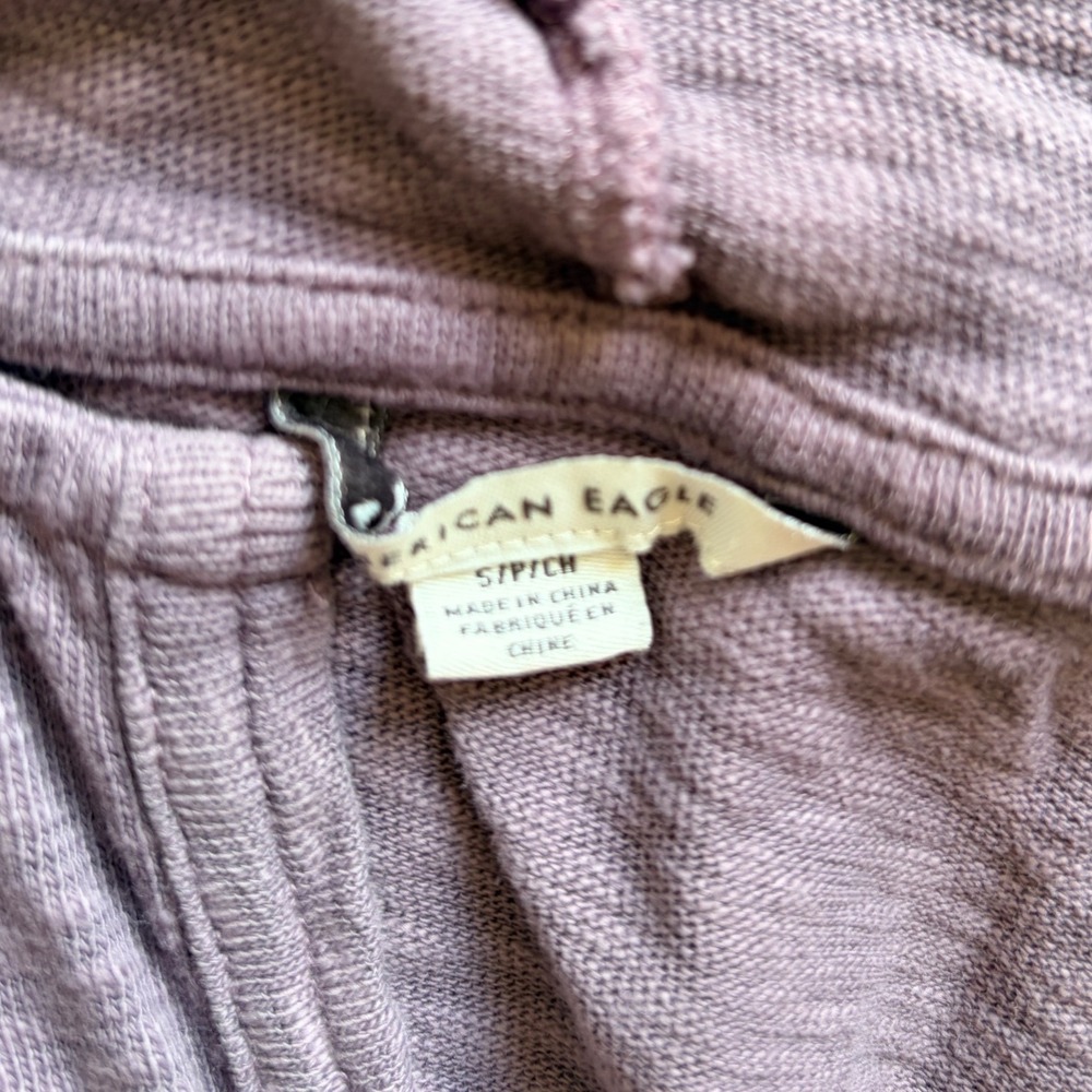 American Eagle Womens Long Sleeve Hooded Romper Purple Slub Knit Small - Picture 8 of 8